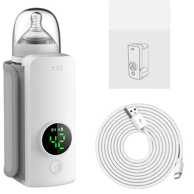 Portable Bottle Warmer Rechargeable Cordless Milk Warmer with Temperature Control Baby Bottle Warmer for Travel