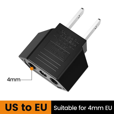 4.0Mm US to EU Converter Plugs European EU to US America Travel Plug Adapter US to EU Power Adapter Electrical Plug